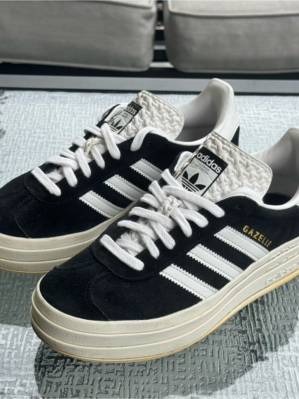 adidas Gazelle Bold Platform Women’s Sneakers in Black and White size 7